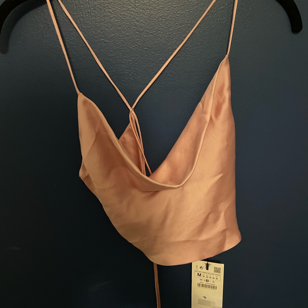 Zara Pink Silk Crop Top